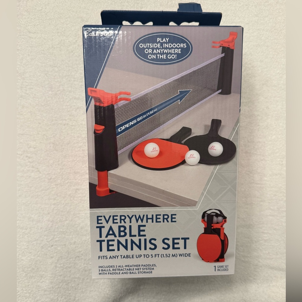 Portable Table Tennis Set Retractable Net Paddles & Balls Included NWT